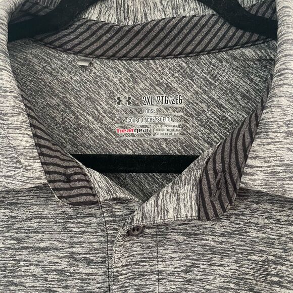 Under Armour men’s Heathered gray short sleeve polo size loose fit 2X  - Picture 2 of 6